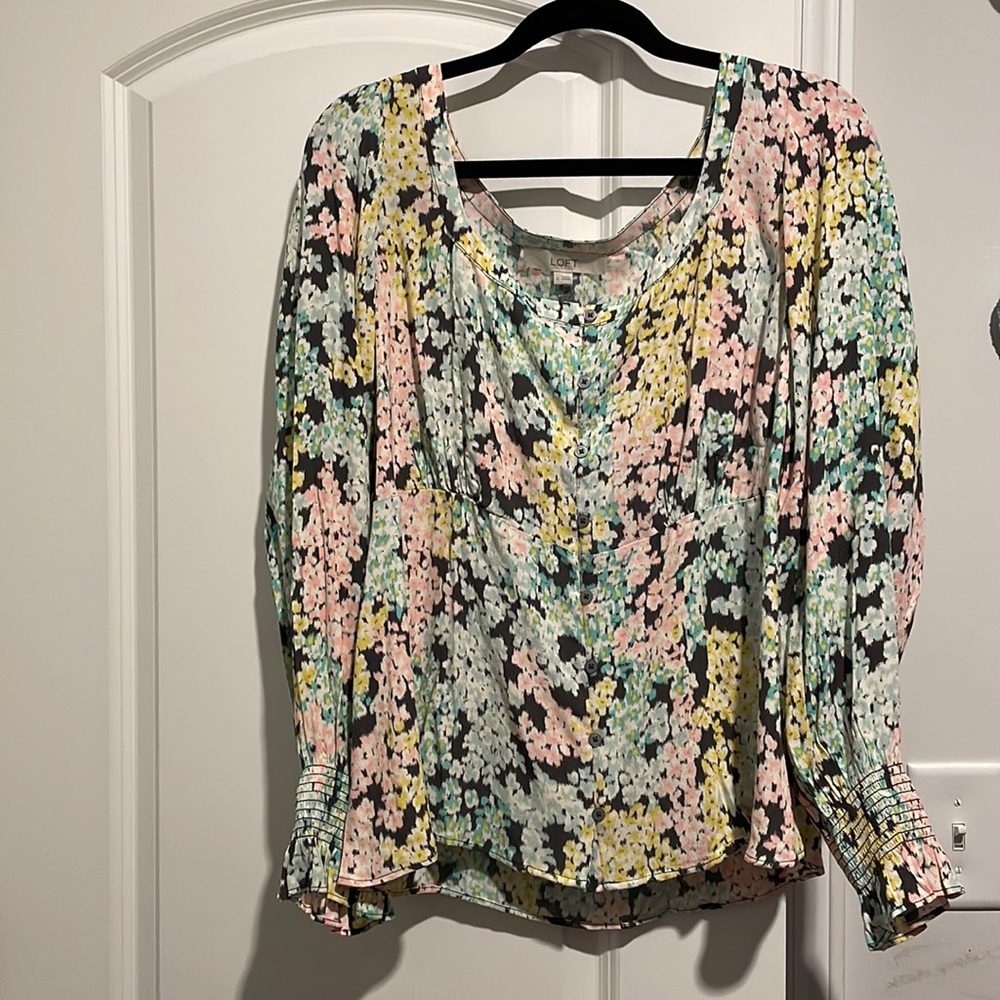 Loft Long Sleeve Multicolored Blouse